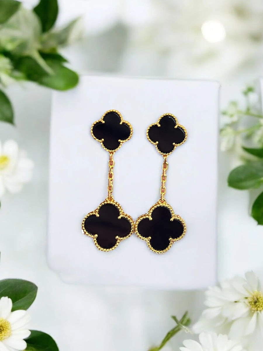 BOUCLES D'OREILLES PENDANTES AMBRE SISSI  NOIR - MEYLICHARM JEWELRY