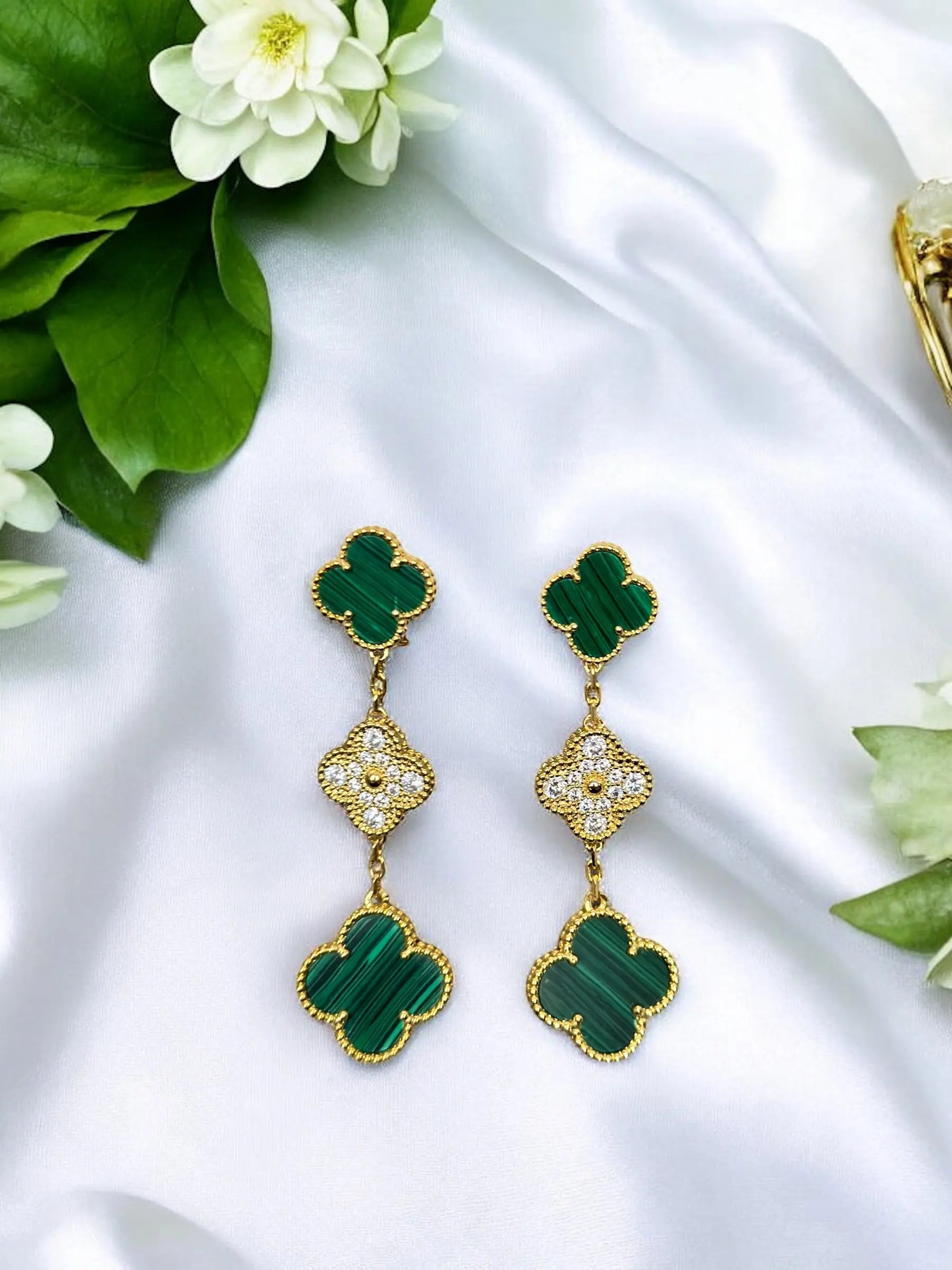 BOUCLE D'OREILLE PENDANTES ONYX LADY VERT - MEYLICHARM JEWELRY